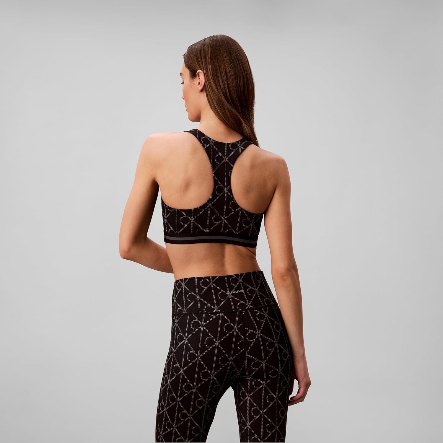 image:imageCalvin Klein Womens Icon Sport Printed Medium Impact Sports BraBlack W Dotted Emblem