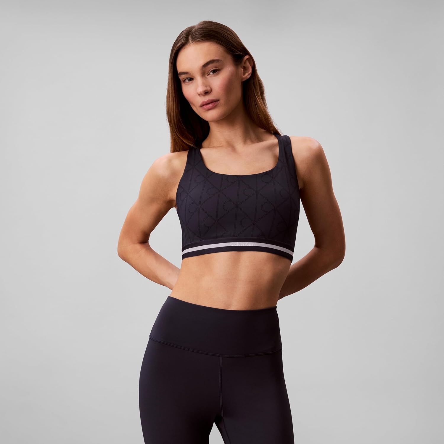 image:imageCalvin Klein Womens Icon Sport Printed Medium Impact Sports BraSpeakeasy W Dotted Emblem