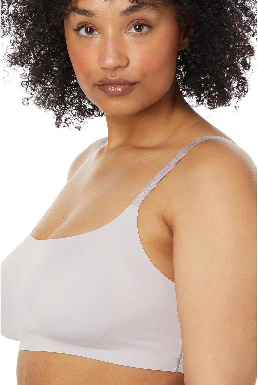 image:imageCalvin Klein Womens Invisibles Comfort Seamless Adjustable Skinny Strap Bralette BraCloud Gray