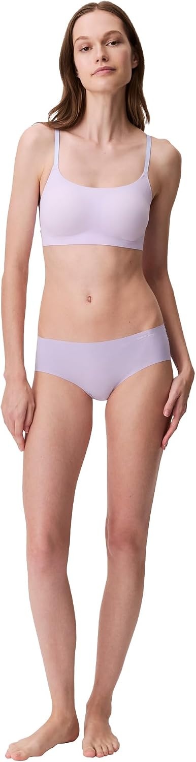 image:imageCalvin Klein Womens Invisibles Comfort Seamless Adjustable Skinny Strap Bralette BraLilac Quartz