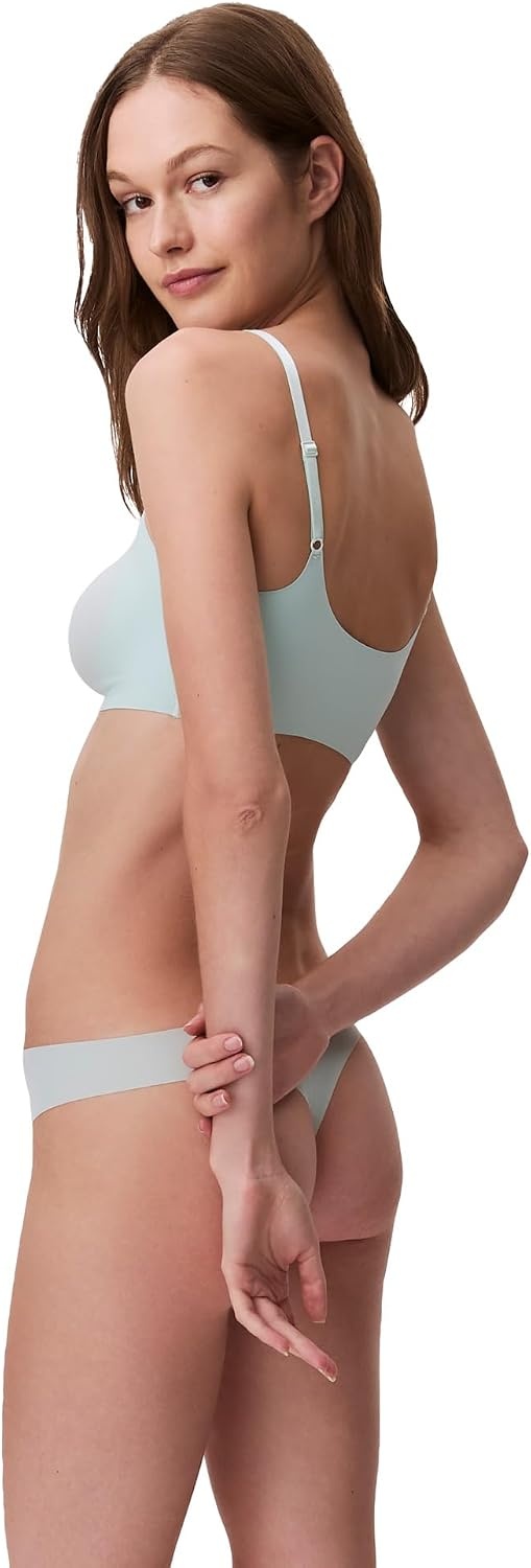 image:imageCalvin Klein Womens Invisibles Comfort Seamless Adjustable Skinny Strap Bralette BraMoonlight Jade