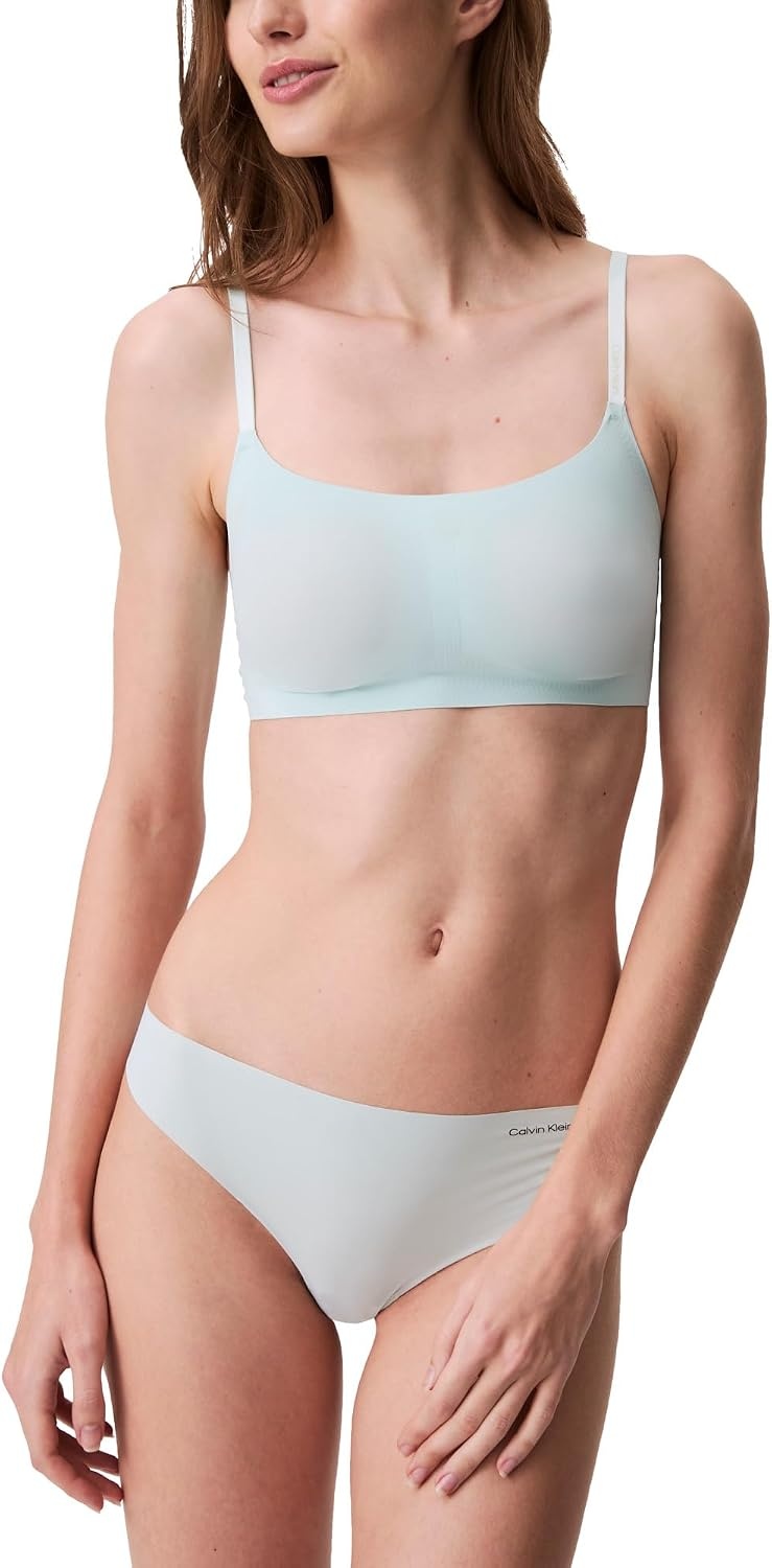 image:imageCalvin Klein Womens Invisibles Comfort Seamless Adjustable Skinny Strap Bralette BraMoonlight Jade