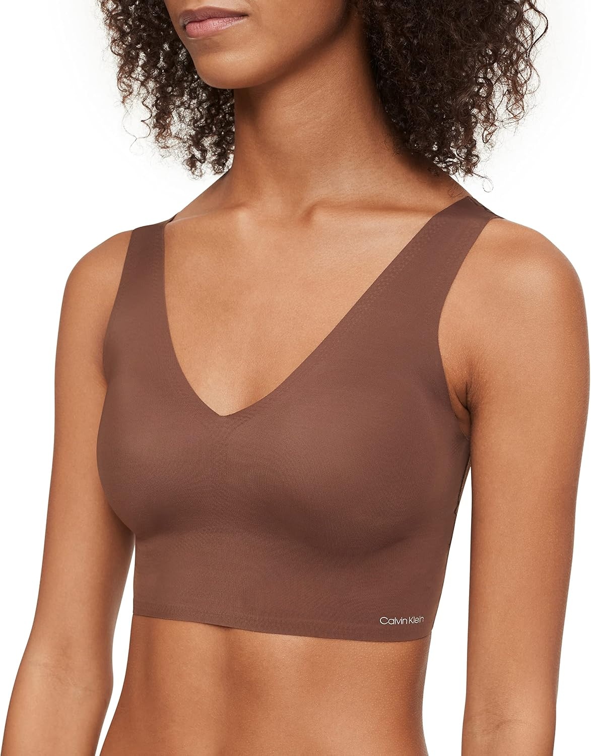 image:imageCalvin Klein Womens Invisibles Comfort Seamless Lightly Lined V Neck Bralette BraChestnut