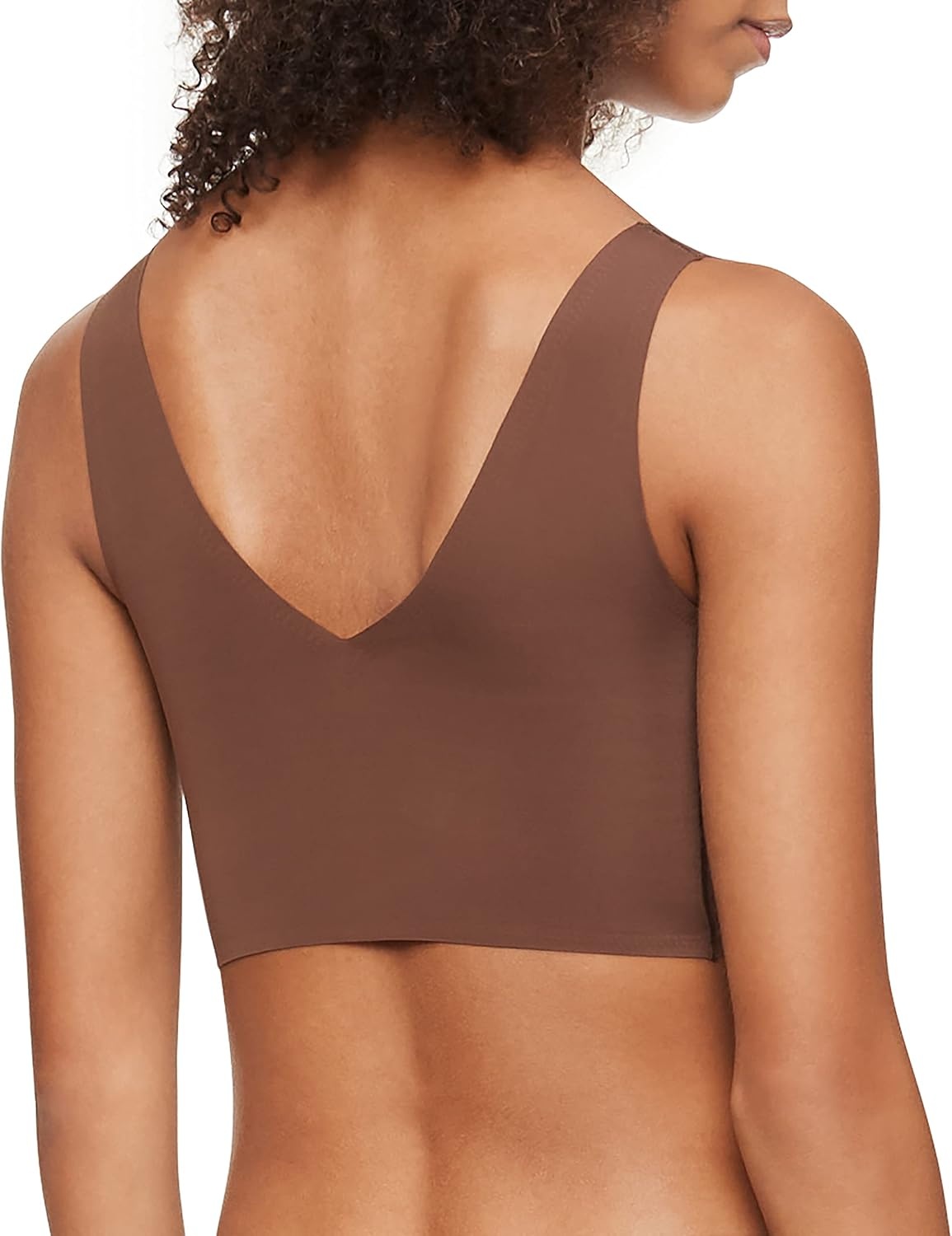 image:imageCalvin Klein Womens Invisibles Comfort Seamless Lightly Lined V Neck Bralette BraChestnut