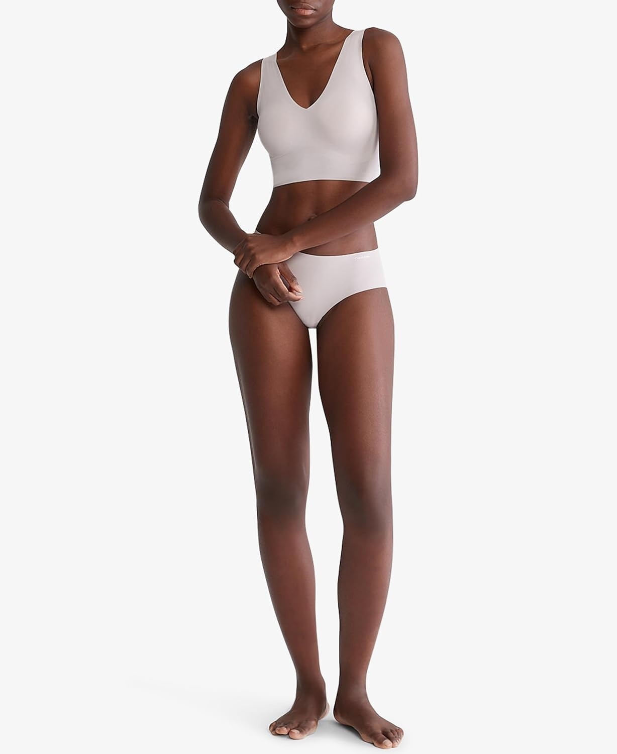 image:imageCalvin Klein Womens Invisibles Comfort Seamless Lightly Lined V Neck Bralette BraCloud Gray