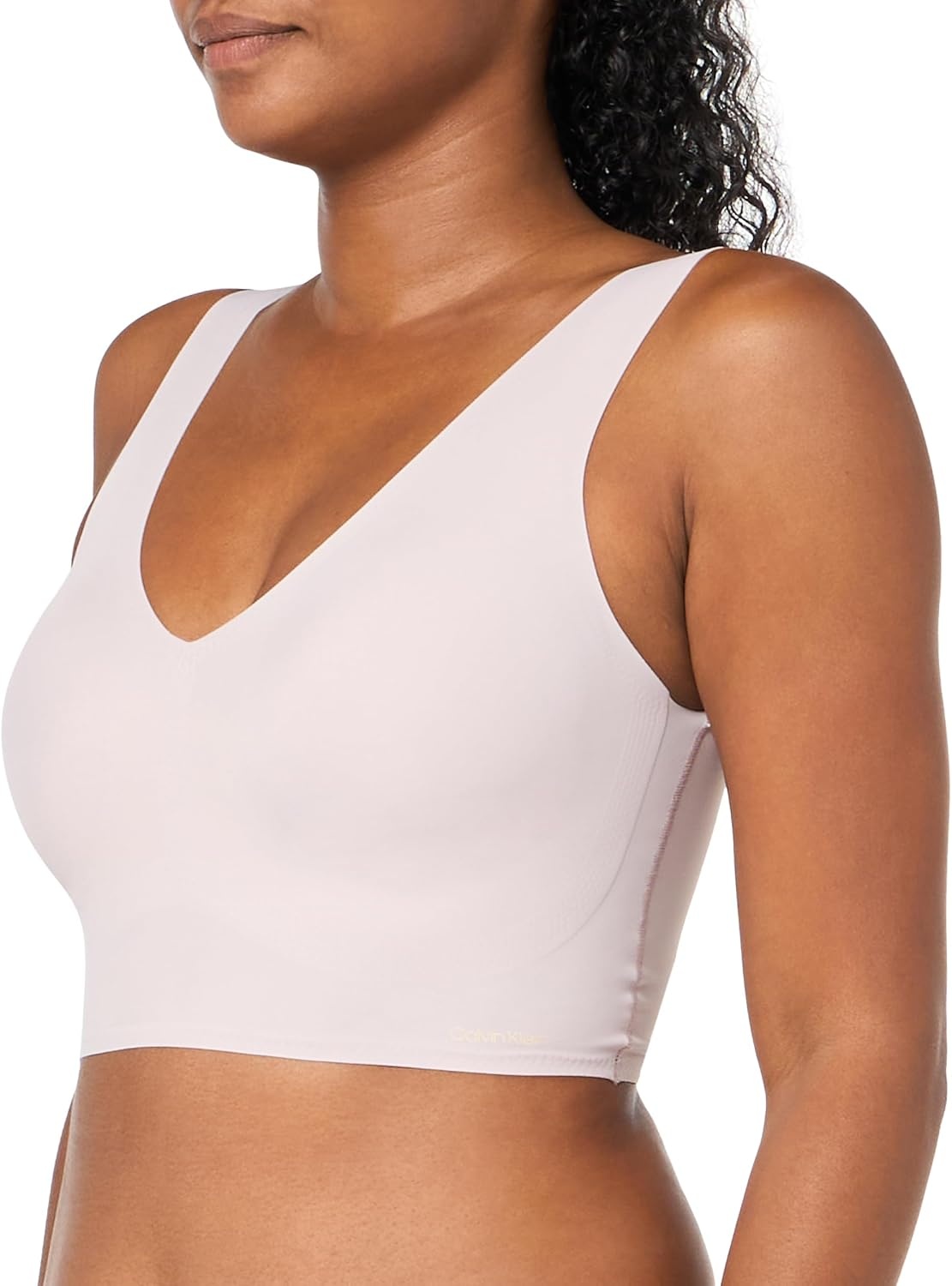 image:imageCalvin Klein Womens Invisibles Comfort Seamless Lightly Lined V Neck Bralette BraCloud Gray