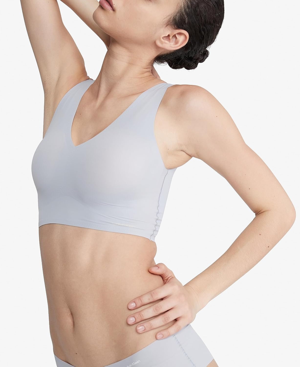 image:imageCalvin Klein Womens Invisibles Comfort Seamless Lightly Lined V Neck Bralette BraDapple Gray