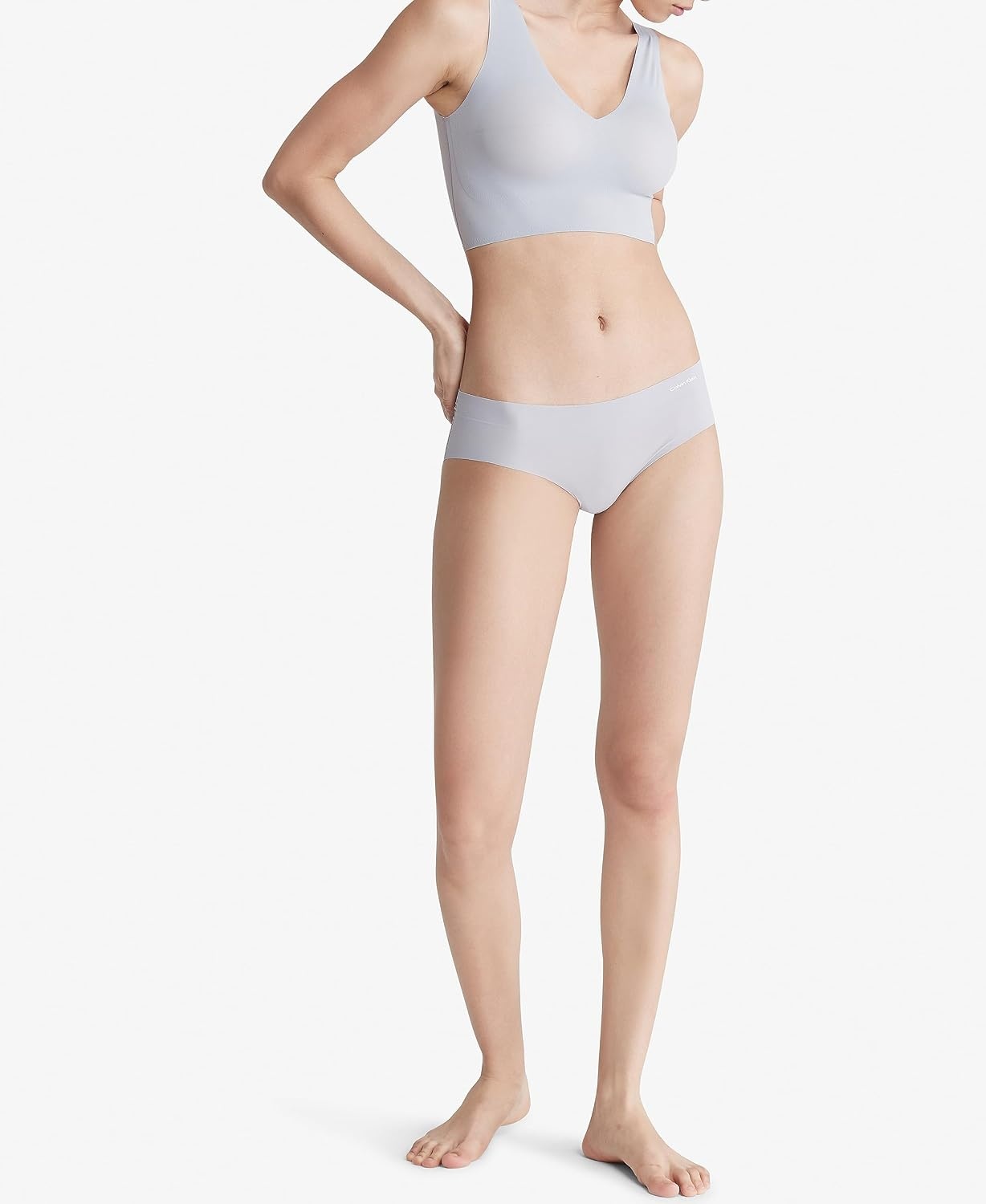 image:imageCalvin Klein Womens Invisibles Comfort Seamless Lightly Lined V Neck Bralette BraDapple Gray