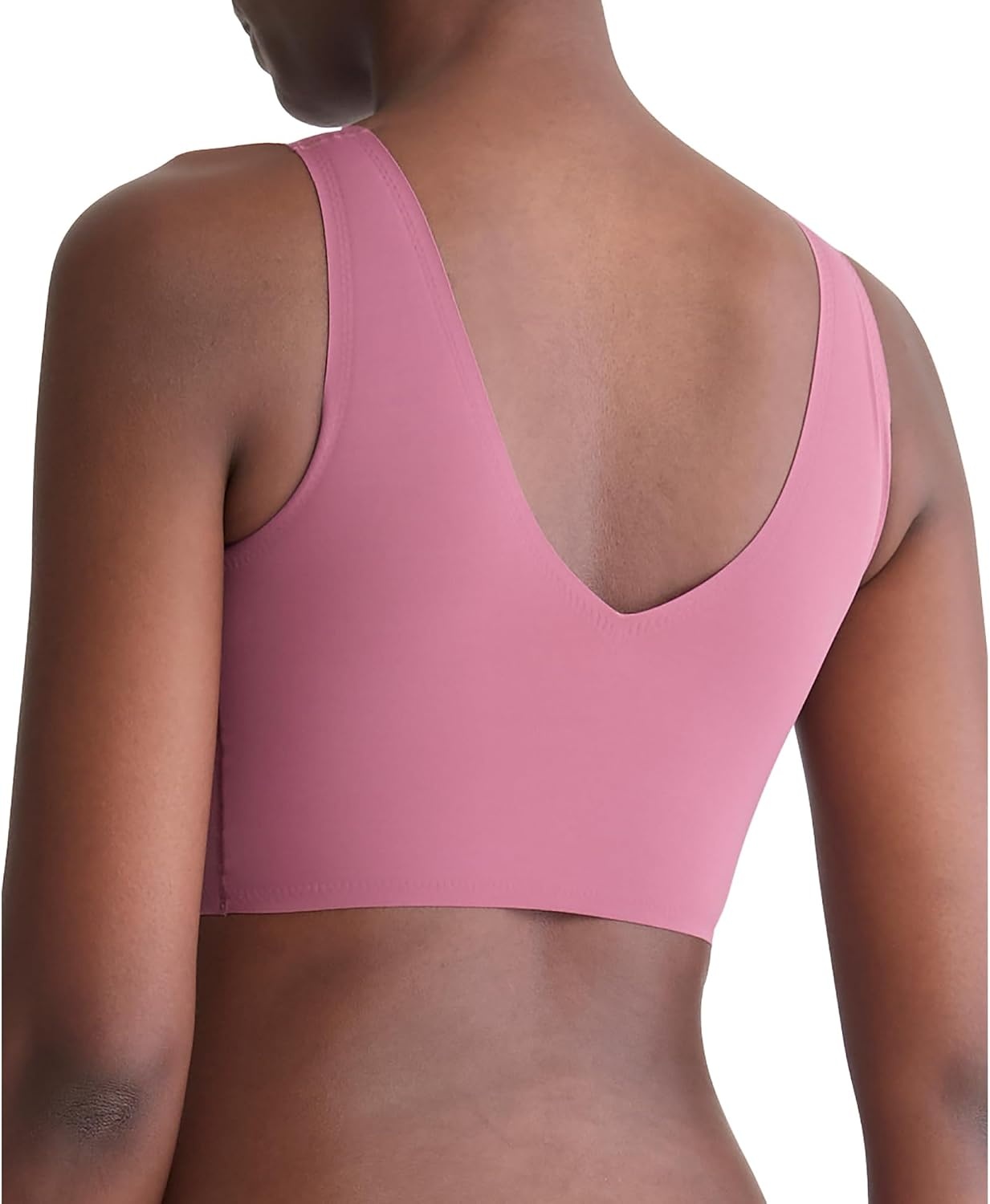 image:imageCalvin Klein Womens Invisibles Comfort Seamless Lightly Lined V Neck Bralette BraDeep Mauve