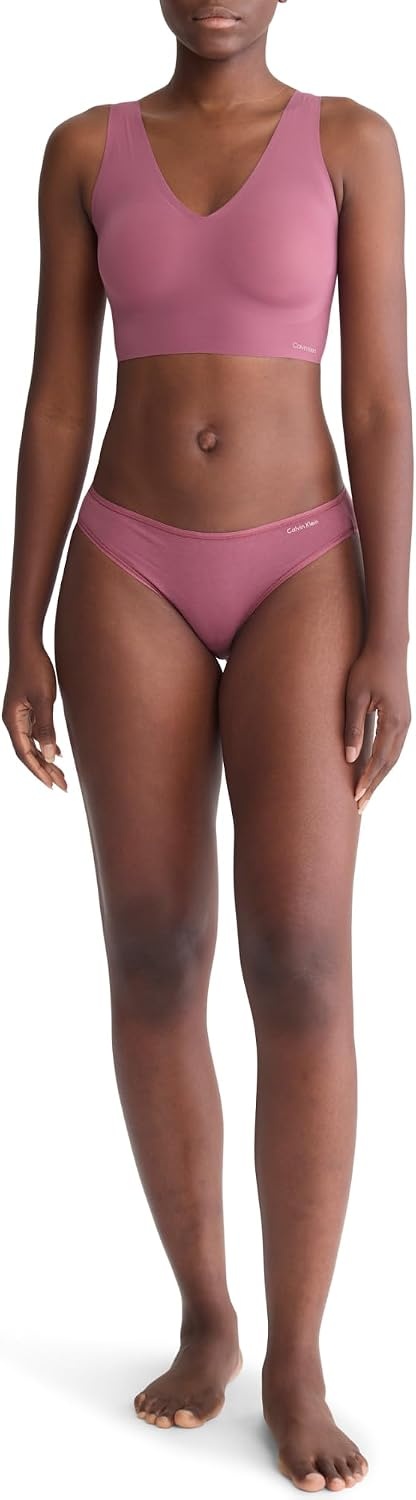 image:imageCalvin Klein Womens Invisibles Comfort Seamless Lightly Lined V Neck Bralette BraDeep Mauve