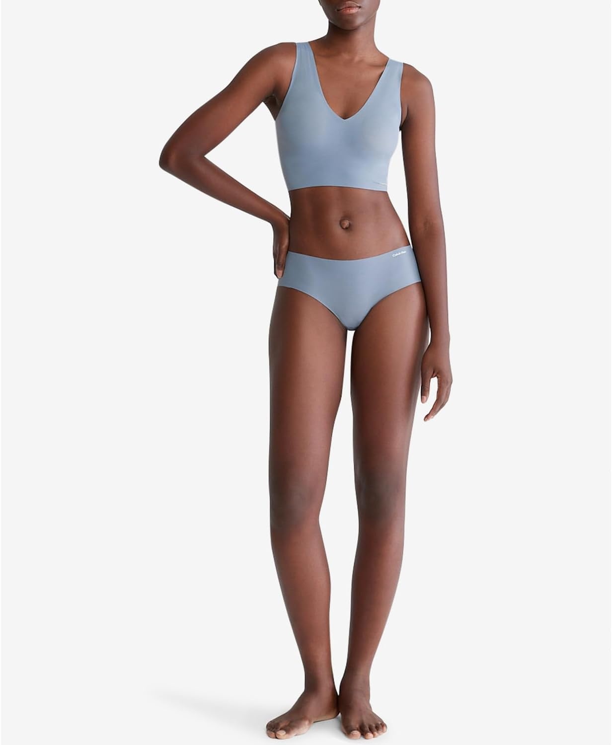 image:imageCalvin Klein Womens Invisibles Comfort Seamless Lightly Lined V Neck Bralette BraFlint Stone