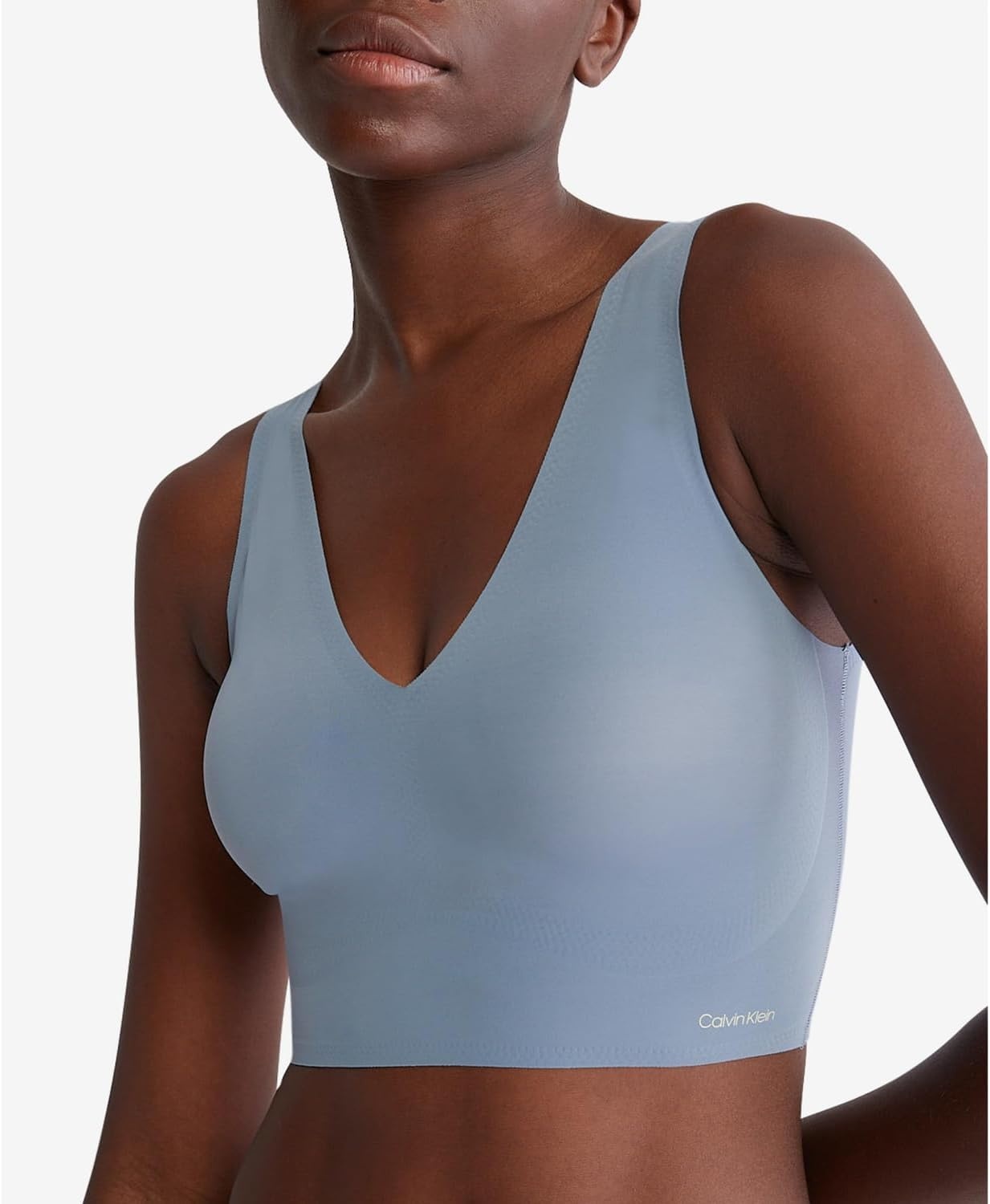 image:imageCalvin Klein Womens Invisibles Comfort Seamless Lightly Lined V Neck Bralette BraFlint Stone