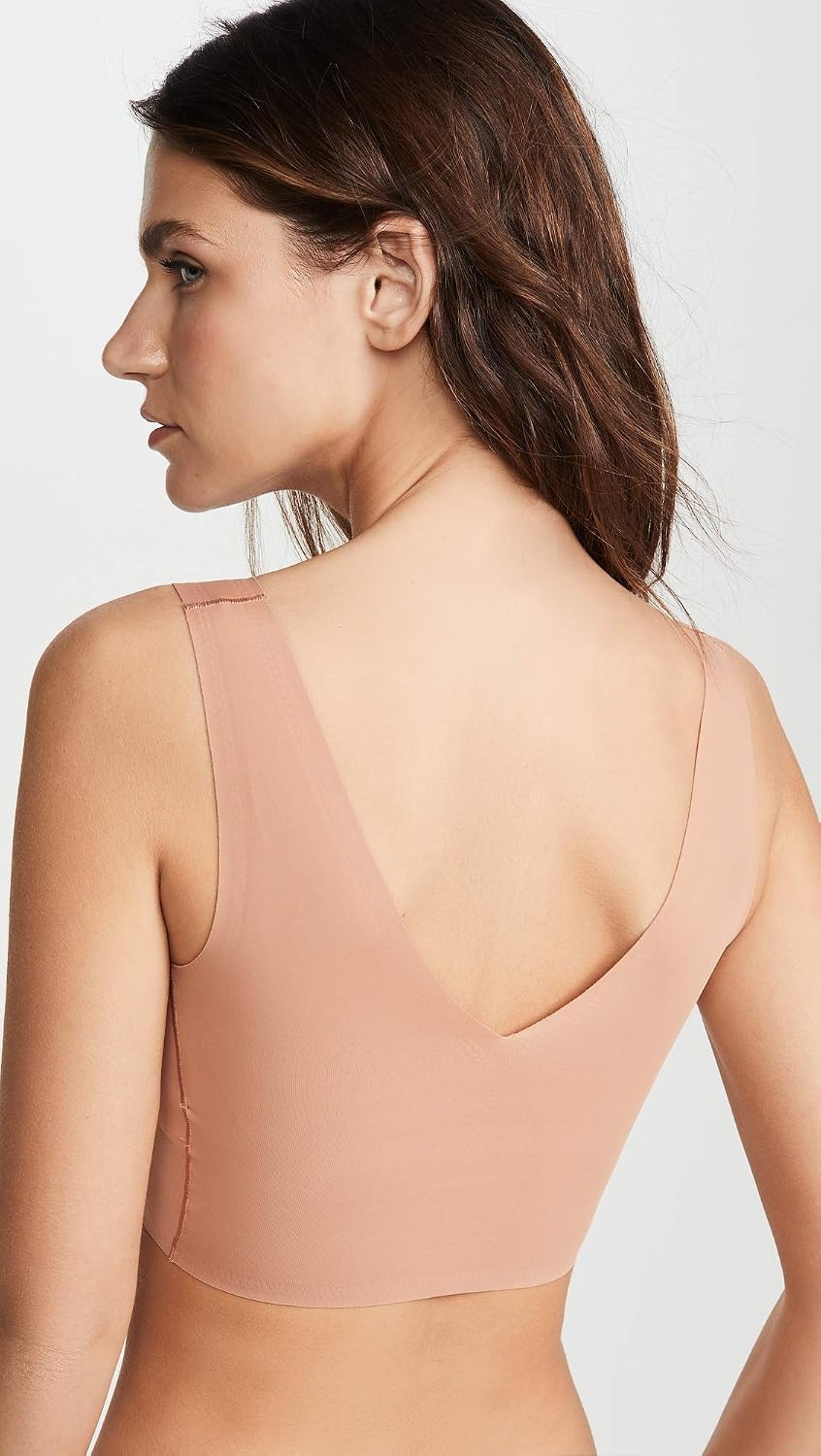image:imageCalvin Klein Womens Invisibles Comfort Seamless Lightly Lined V Neck Bralette BraLight Chestnut