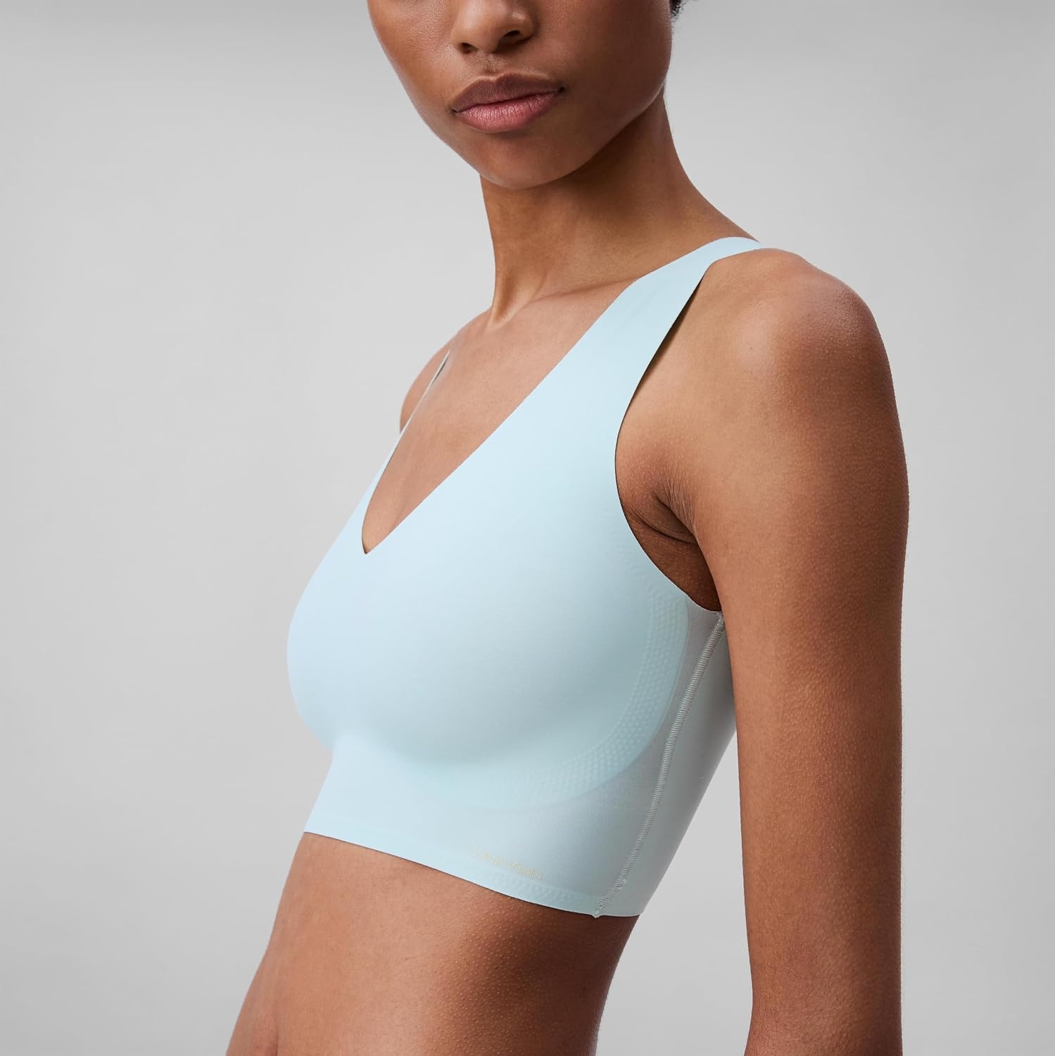 image:imageCalvin Klein Womens Invisibles Comfort Seamless Lightly Lined V Neck Bralette BraMoonlight Jade