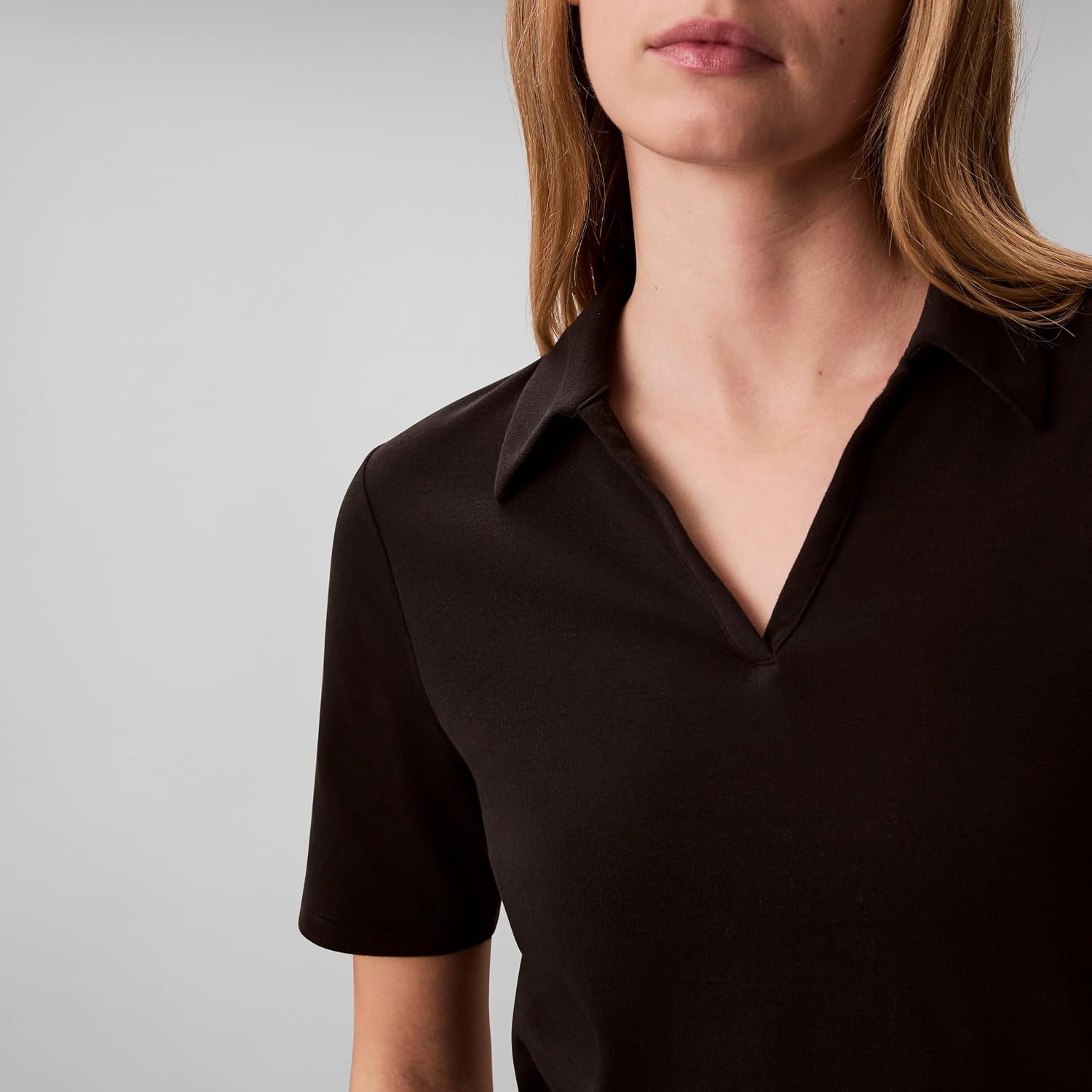 image:imageCalvin Klein Womens Johnny Collar Half Sleeve TopBlack