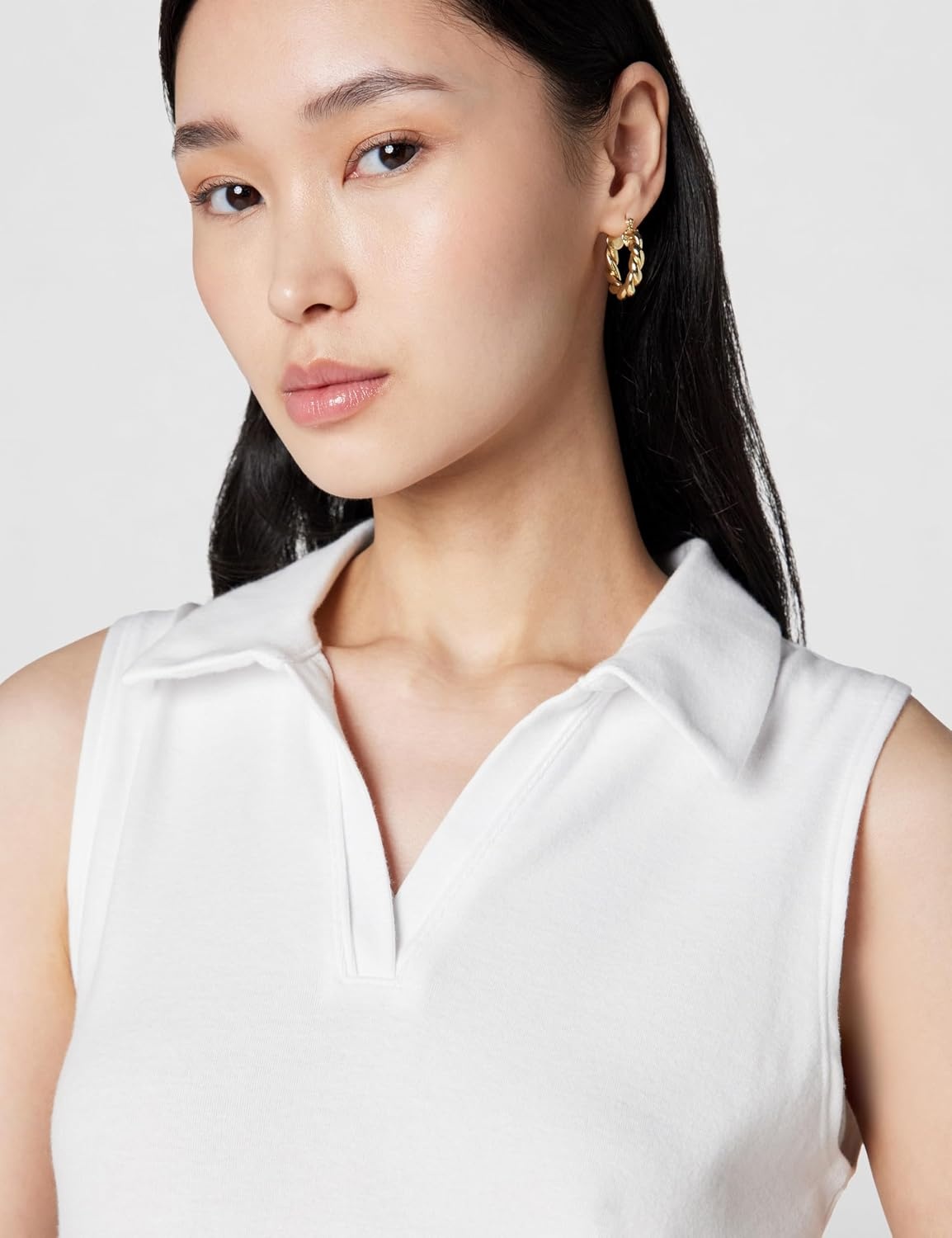image:imageCalvin Klein Womens Johnny Collar Sleeveless TopBright White