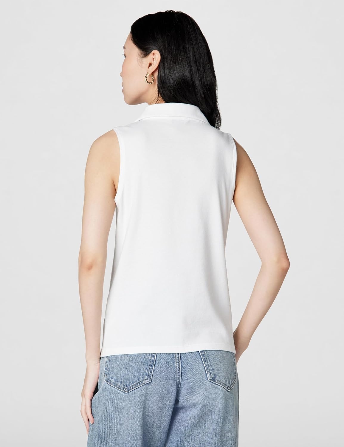 image:imageCalvin Klein Womens Johnny Collar Sleeveless TopBright White
