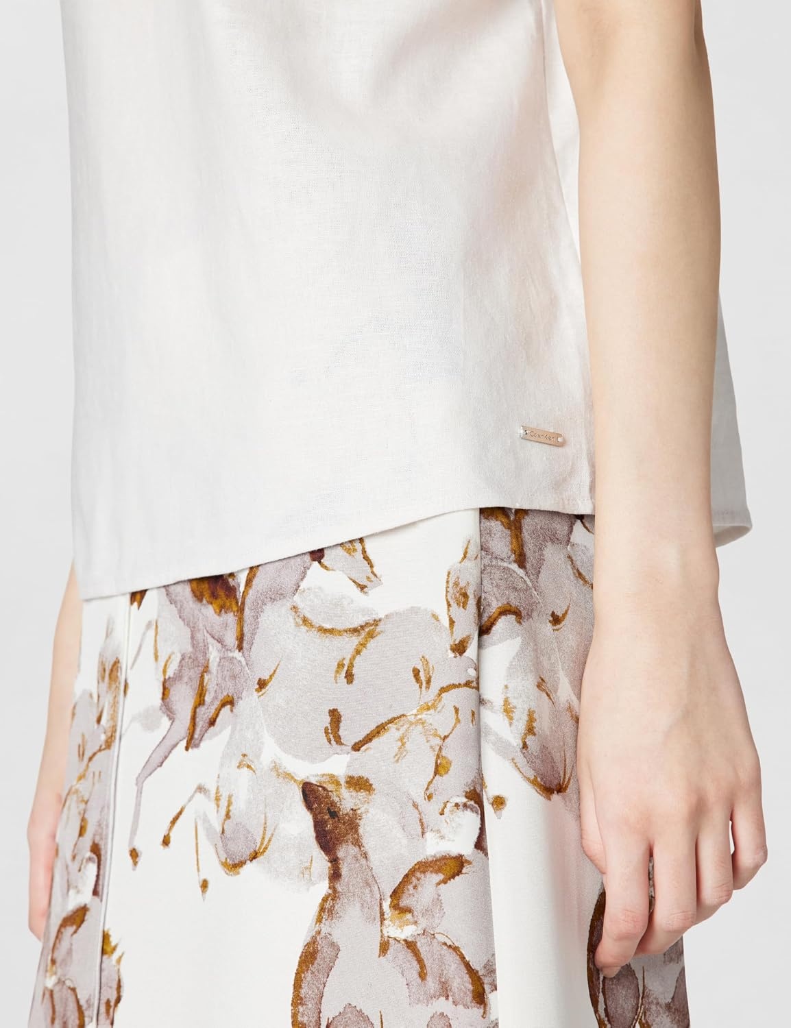image:imageCalvin Klein Womens Linen Blend Shell TopWhite Sand