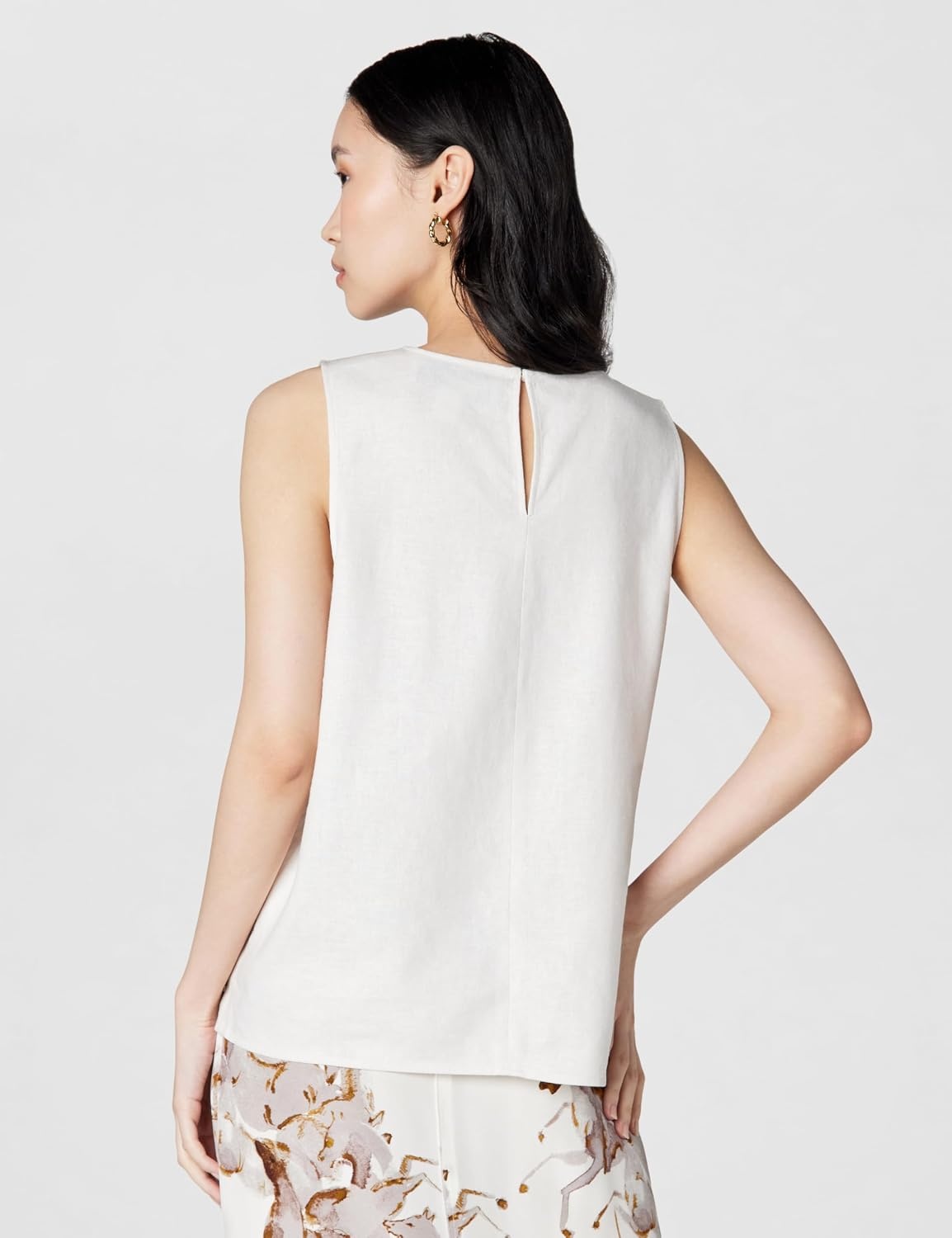 image:imageCalvin Klein Womens Linen Blend Shell TopWhite Sand