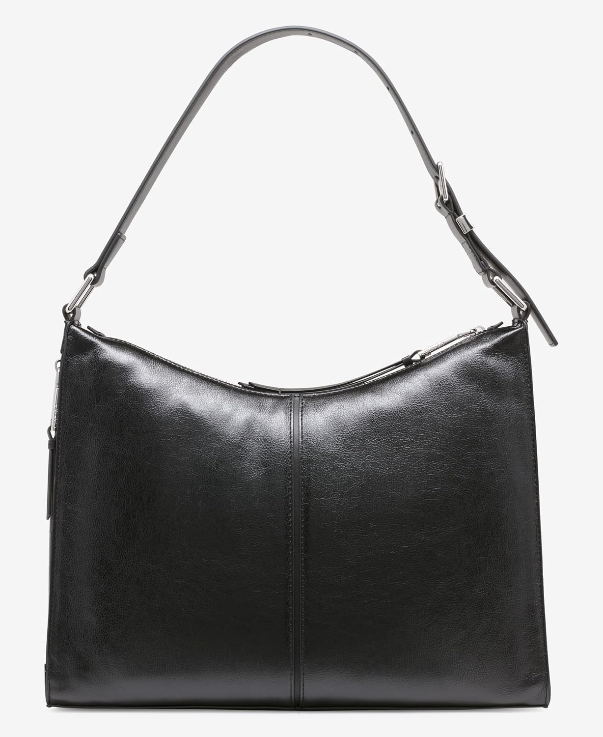 image:imageCalvin Klein Womens Max Top Zip Hobo Shoulder BagBlackSilver Waxed