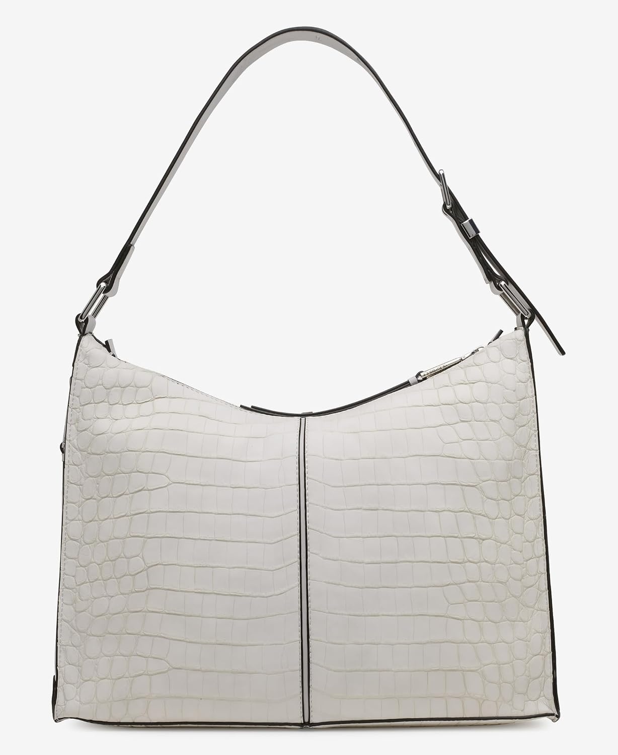 image:imageCalvin Klein Womens Max Top Zip Hobo Shoulder BagDove Grey Sueded Croc