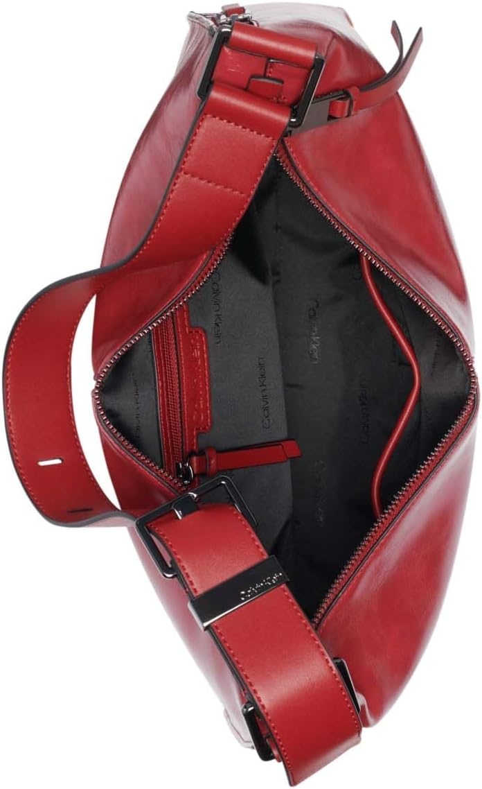 image:imageCalvin Klein Womens Max Top Zip Hobo Shoulder BagRuby Red
