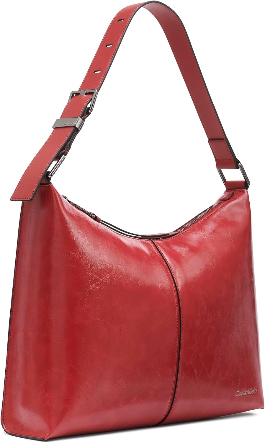 image:imageCalvin Klein Womens Max Top Zip Hobo Shoulder BagRuby Red