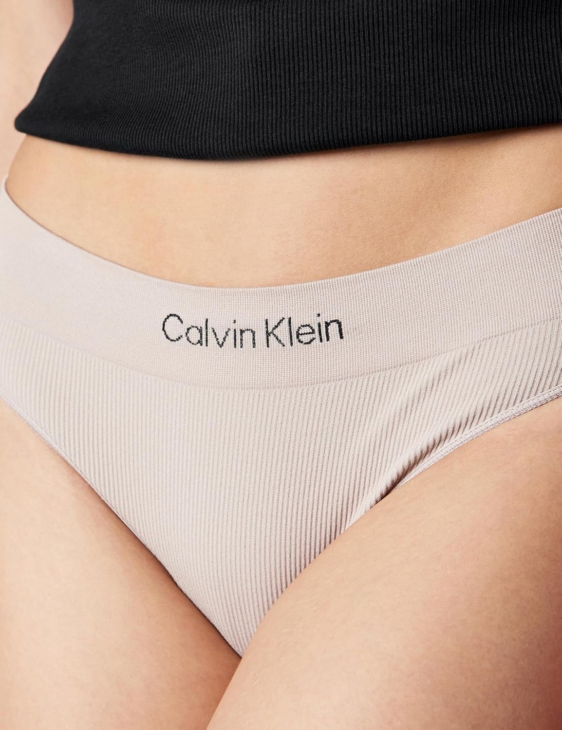 image:imageCalvin Klein Womens Microfiber Seamless Rib Bikini Panties 3 PackSparrow Fresh Taupe Powder Pink