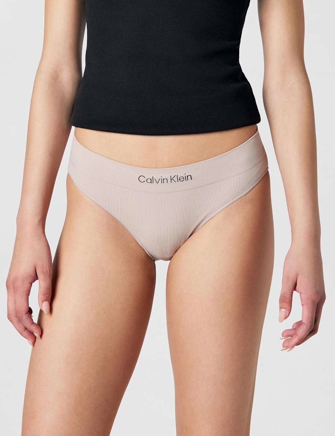 image:imageCalvin Klein Womens Microfiber Seamless Rib Bikini Panties 3 PackSparrow Fresh Taupe Powder Pink