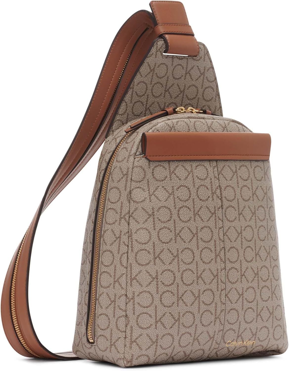 image:imageCalvin Klein Womens Millie Backpack for Women Vegan Leather Monogram Backpack 2 Pockets BrownKhakiBlack One SizeAlmondTaupeCaramel