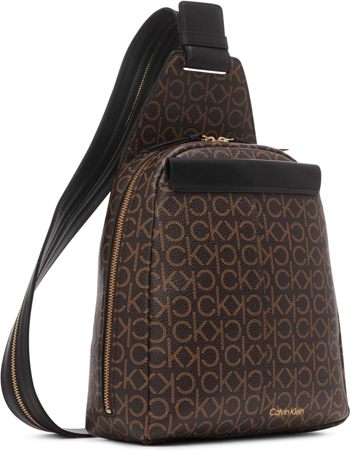 image:imageCalvin Klein Womens Millie Backpack for Women Vegan Leather Monogram Backpack 2 Pockets BrownKhakiBlack One SizeBrownKhakiBlack