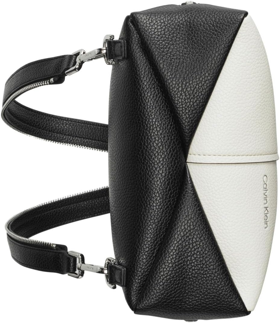 image:imageCalvin Klein Womens Millie Backpack for Women Vegan Leather Monogram Backpack 2 Pockets BrownKhakiBlack One SizeCherub WhiteBlack