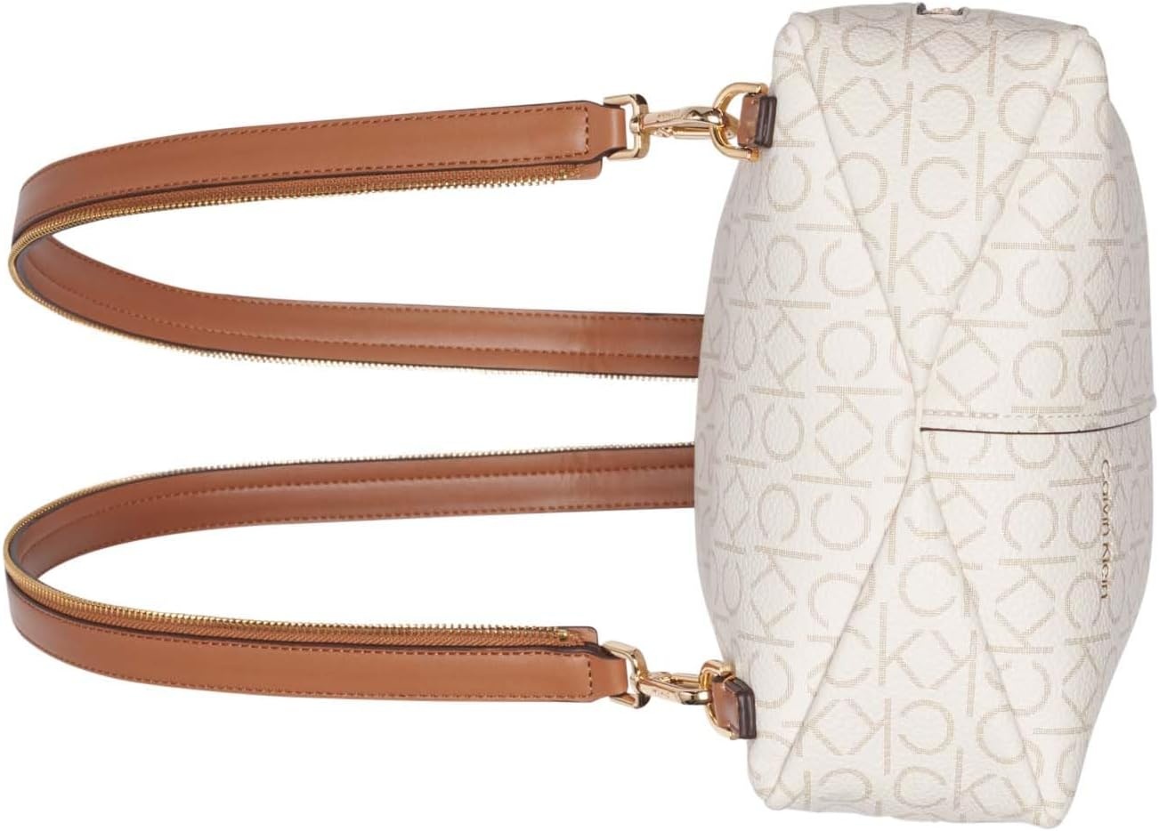 image:imageCalvin Klein Womens Millie Backpack for Women Vegan Leather Monogram Backpack 2 Pockets BrownKhakiBlack One SizeVanillaKhakiCaramel