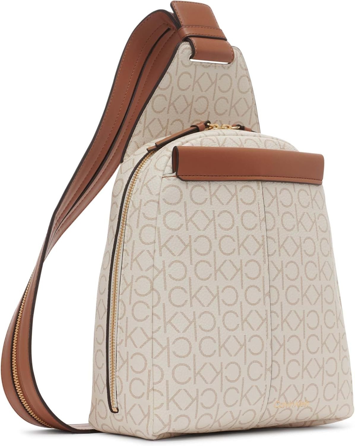 image:imageCalvin Klein Womens Millie Backpack for Women Vegan Leather Monogram Backpack 2 Pockets BrownKhakiBlack One SizeVanillaKhakiCaramel