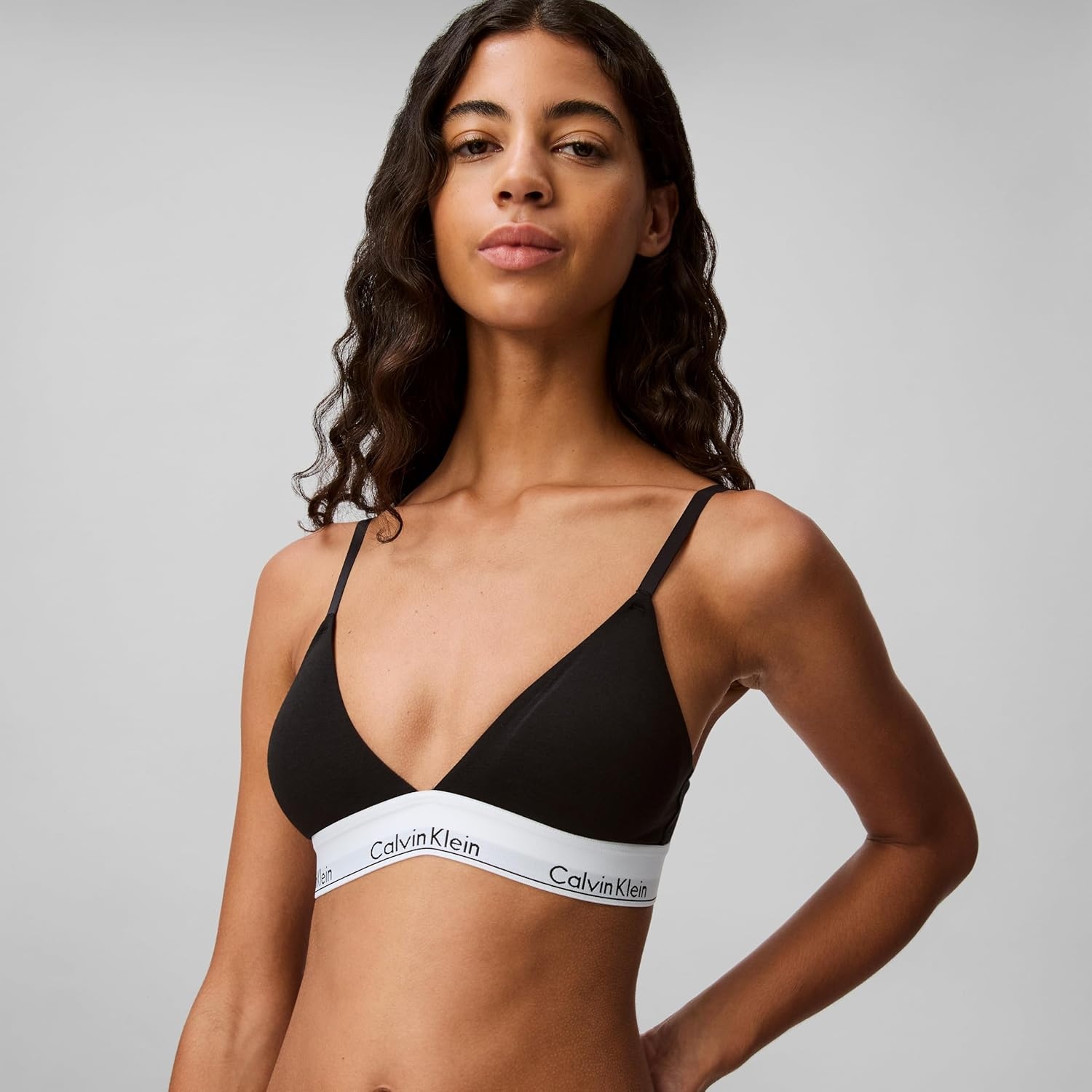 image:imageCalvin Klein Womens Modern Cotton Lightly Lined Triangle Wireless BraletteBlack