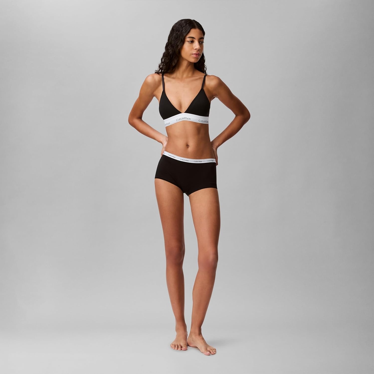 image:imageCalvin Klein Womens Modern Cotton Lightly Lined Triangle Wireless BraletteBlack