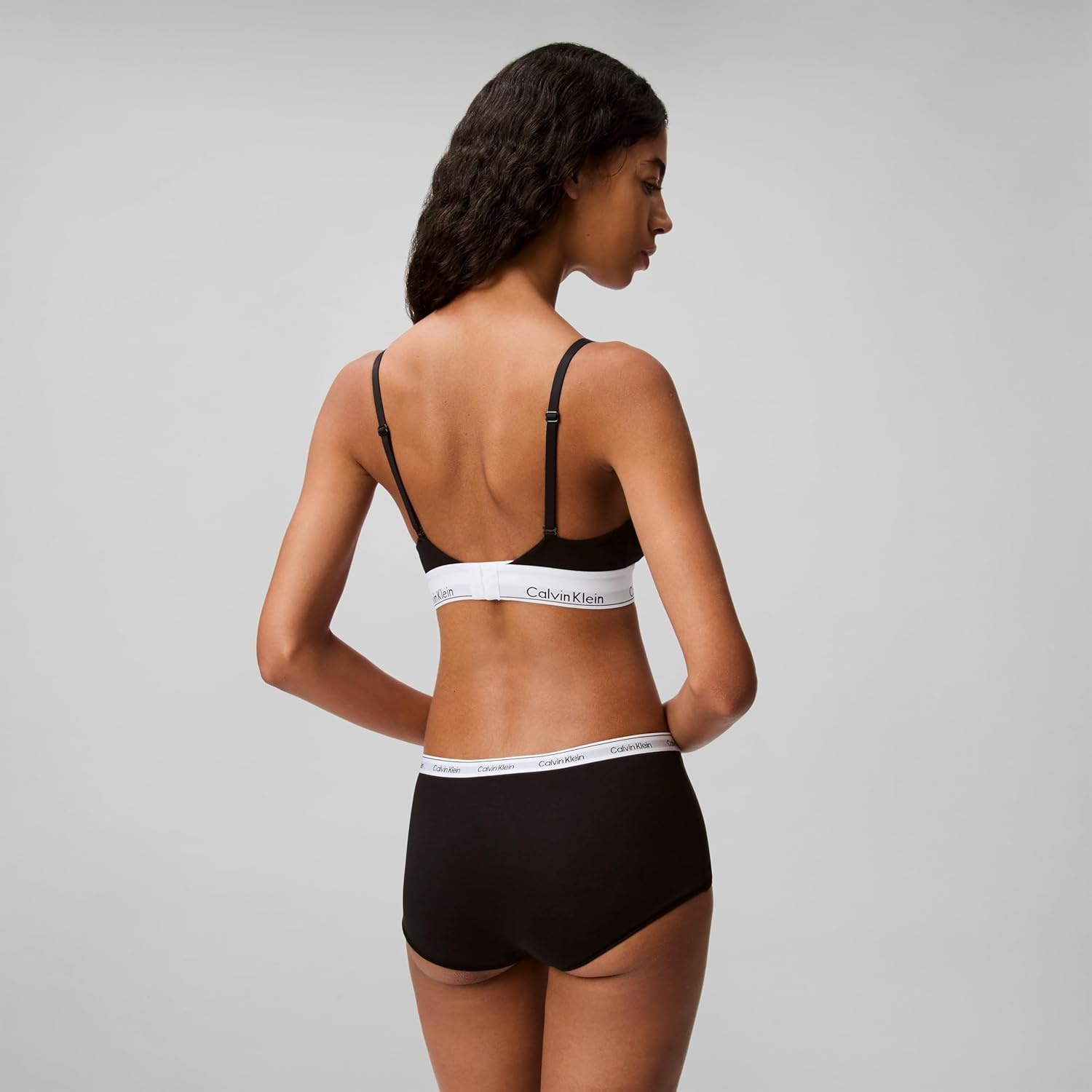 image:imageCalvin Klein Womens Modern Cotton Lightly Lined Triangle Wireless BraletteBlack