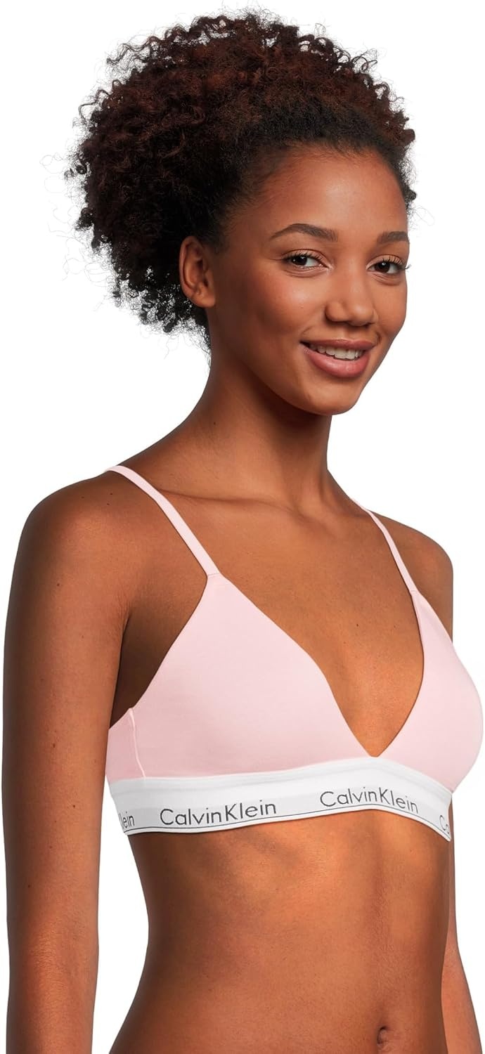 image:imageCalvin Klein Womens Modern Cotton Lightly Lined Triangle Wireless BraletteBuff Pink