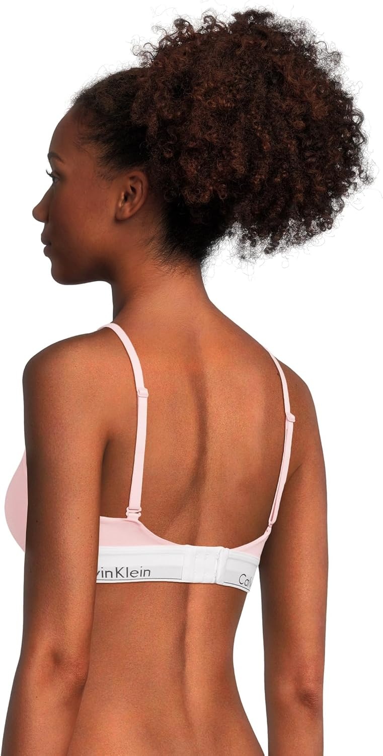 image:imageCalvin Klein Womens Modern Cotton Lightly Lined Triangle Wireless BraletteBuff Pink