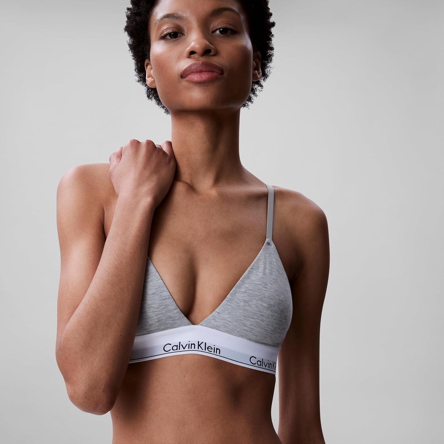 image:imageCalvin Klein Womens Modern Cotton Lightly Lined Triangle Wireless BraletteGrey Heather