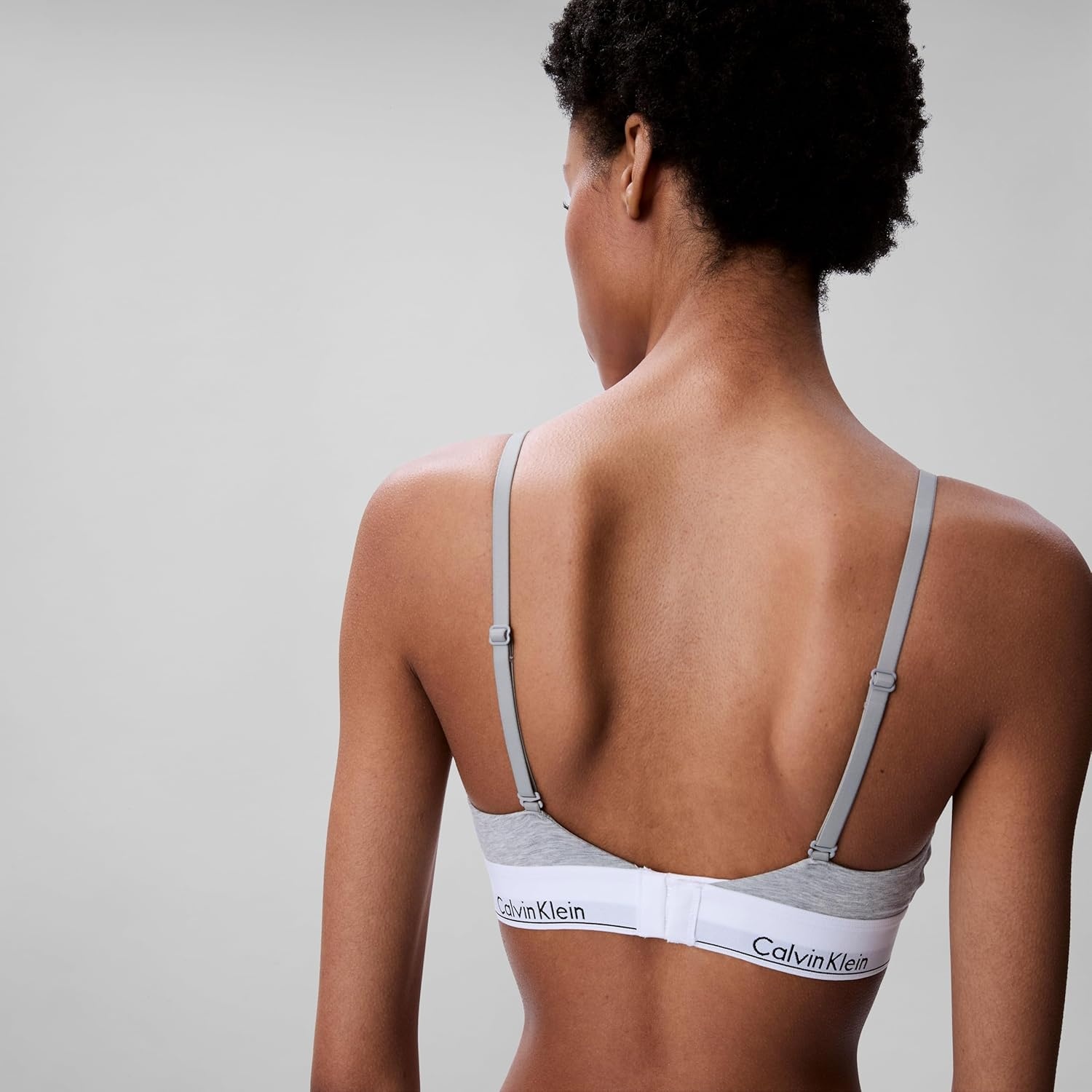 image:imageCalvin Klein Womens Modern Cotton Lightly Lined Triangle Wireless BraletteGrey Heather