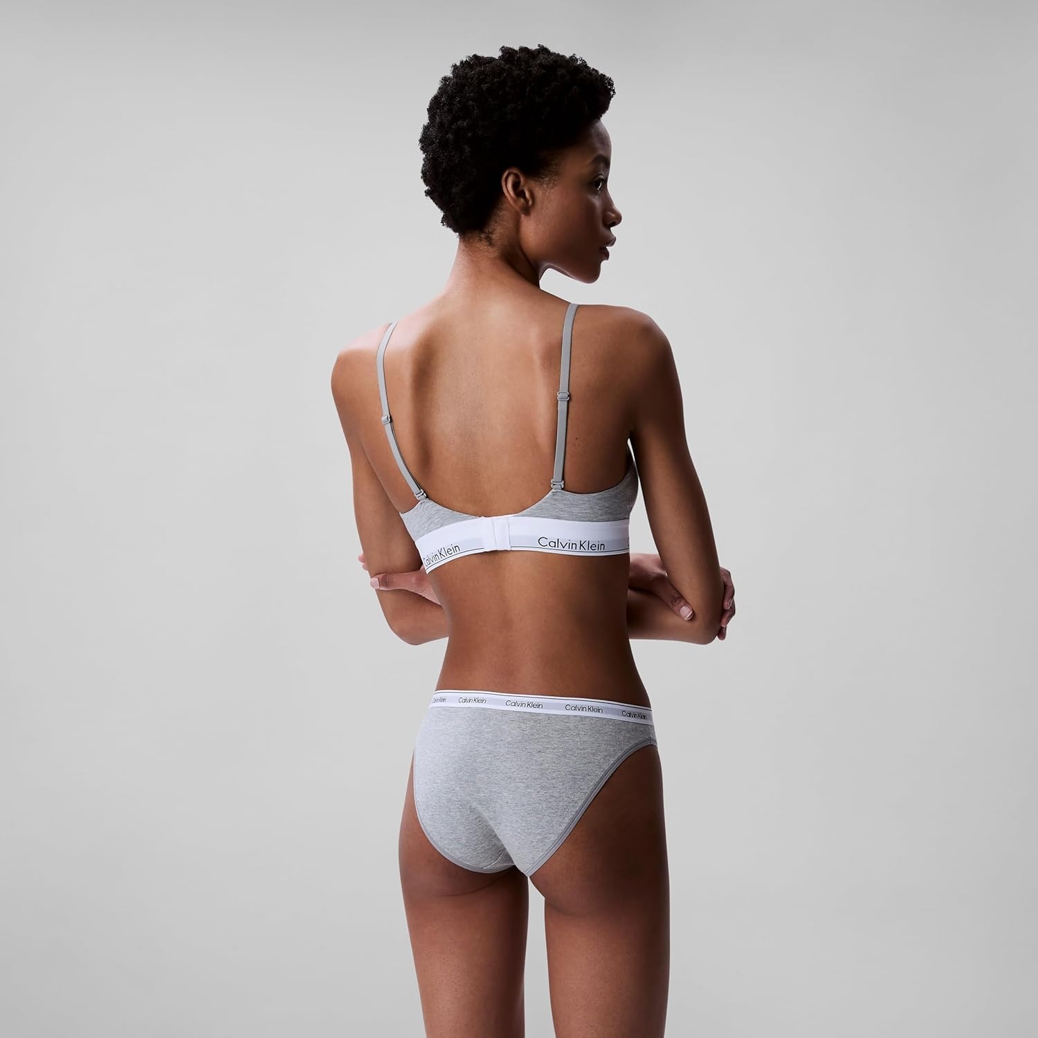image:imageCalvin Klein Womens Modern Cotton Lightly Lined Triangle Wireless BraletteGrey Heather
