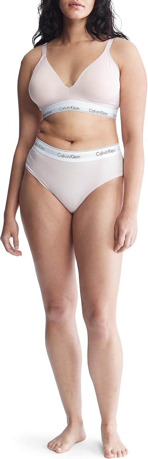 image:imageCalvin Klein Womens Modern Cotton Lightly Lined Triangle Wireless BraletteNymphs Thigh