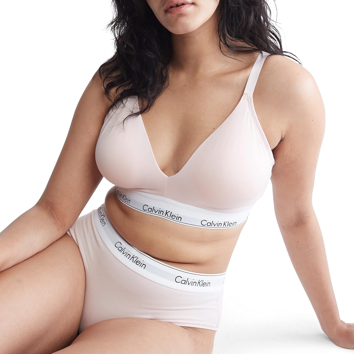 image:imageCalvin Klein Womens Modern Cotton Lightly Lined Triangle Wireless BraletteNymphs Thigh