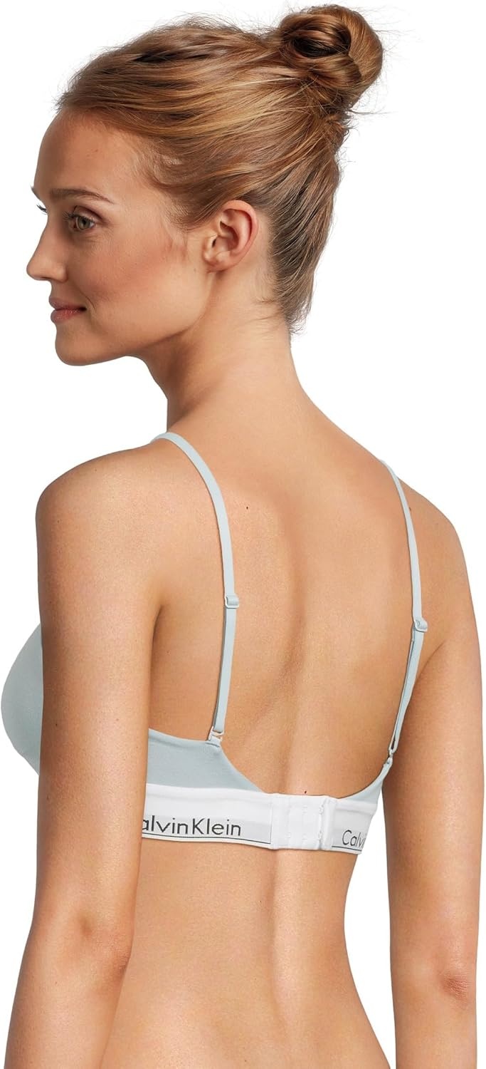 image:imageCalvin Klein Womens Modern Cotton Lightly Lined Triangle Wireless BraletteSterling Blue