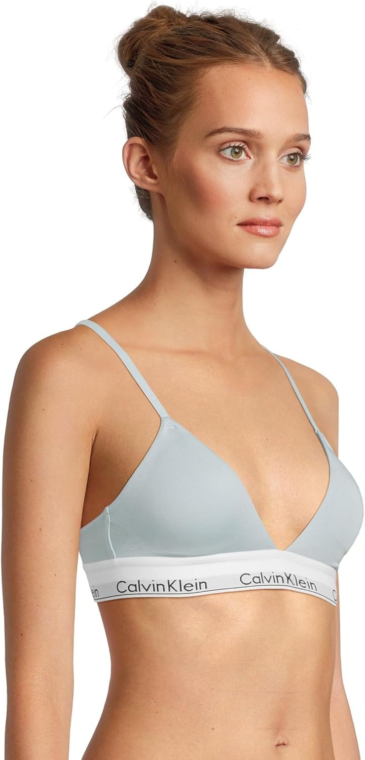 image:imageCalvin Klein Womens Modern Cotton Lightly Lined Triangle Wireless BraletteSterling Blue