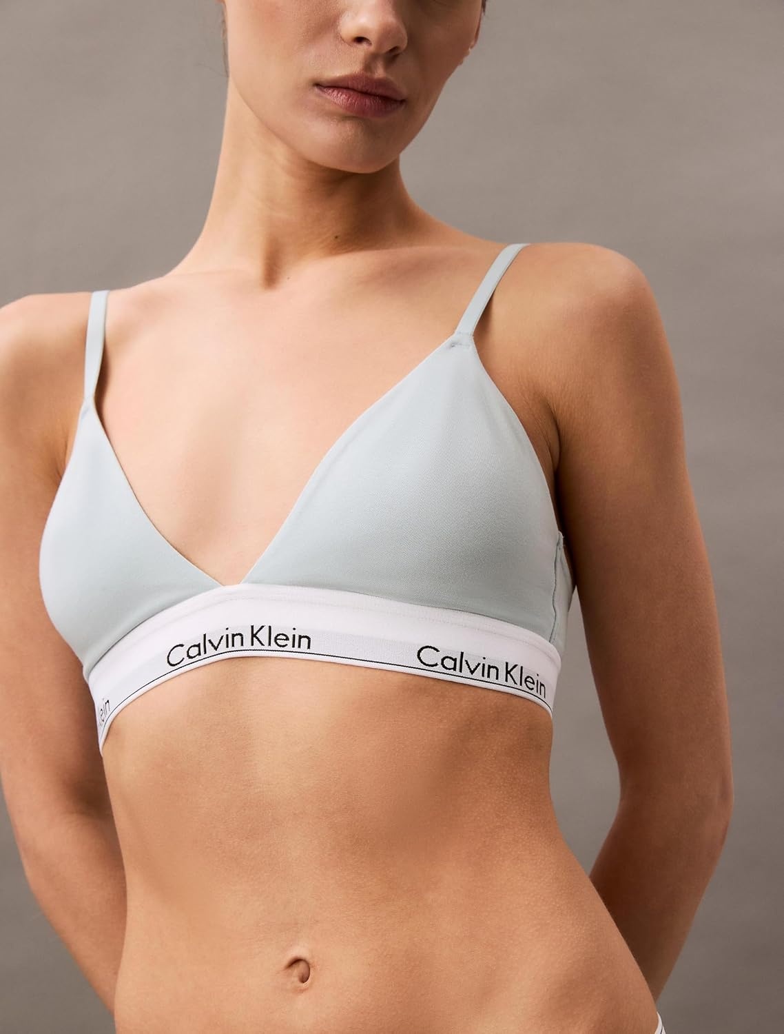 image:imageCalvin Klein Womens Modern Cotton Lightly Lined Triangle Wireless BraletteSterling Blue