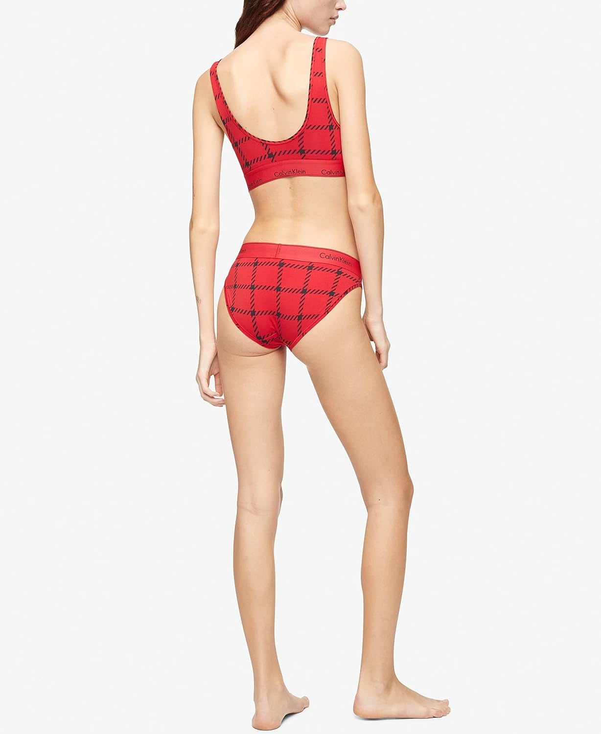 image:imageCalvin Klein Womens Modern Cotton Lightly Lined Wireless BraletteMens Window Pane Rustic Red