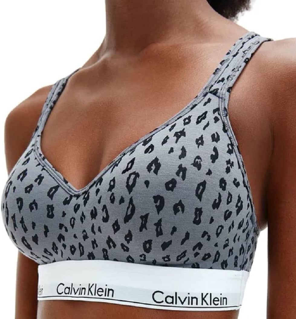 image:imageCalvin Klein Womens Modern Cotton Lightly Lined Wireless BraletteSavannah Cheetah Pewter