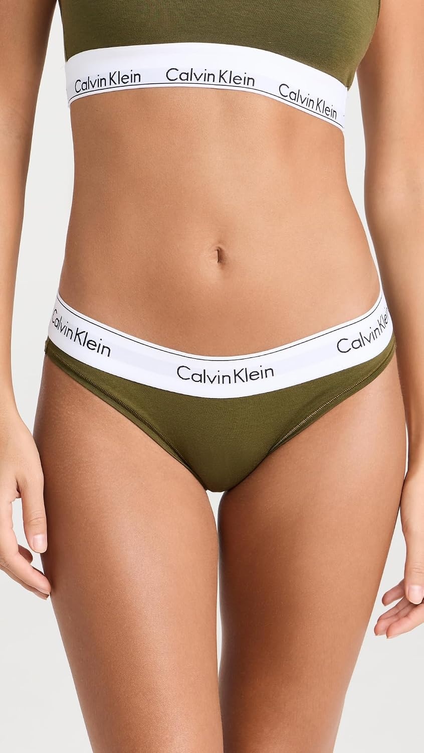 image:imageCalvin Klein Womens Modern Cotton Stretch Bikini PantyDark Olive